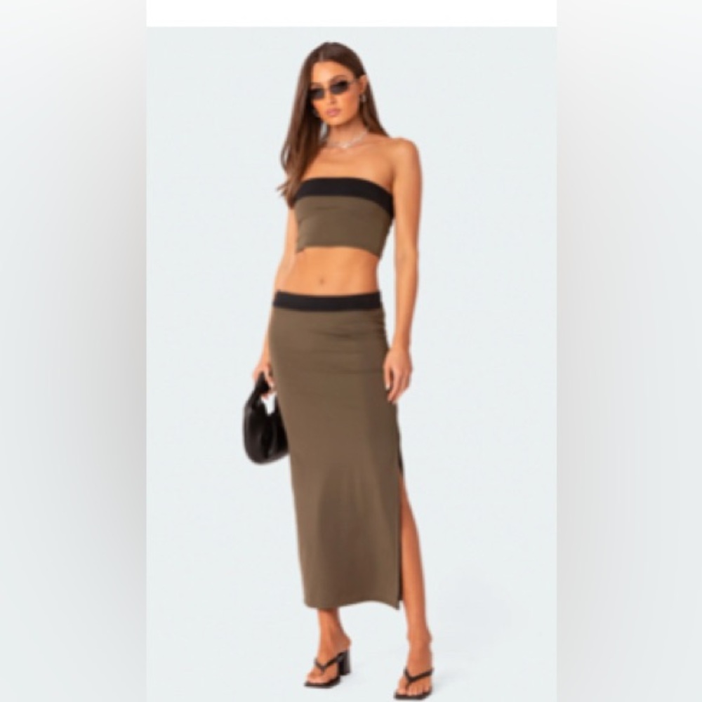 NWT Rissa Reversible Low Rise Slitted Maxi Skirt and Top Set by Edikted
